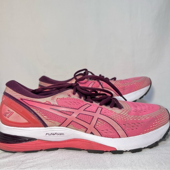 Asics Gel Nimbus 21 Nimbus Womens Size 11 Pink Flyte Foam Sneakers Running Shoes - Picture 2 of 6